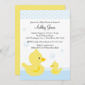 CUTE Duck Baby shower Invitation Kaart (Voorkant / Achterkant)