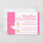 Cute duck baby shower roze uitnodiging (Voorkant)
