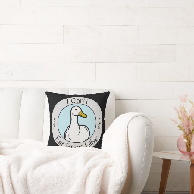 Cute Duck "Cant Eat Bread" Celiacs Disease Kussen (Bank)