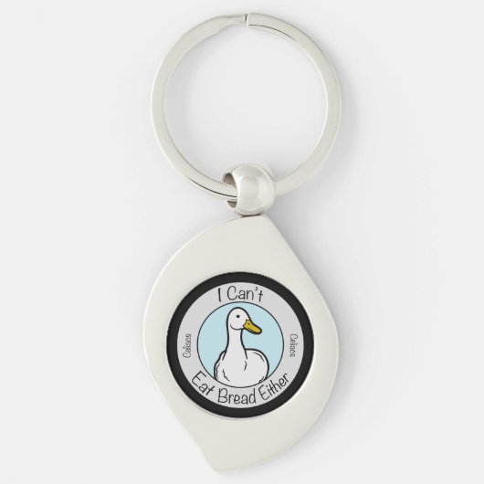 Cute Duck "Cant Eat Bread" Celiacs Disease Sleutelhanger (Voorkant)