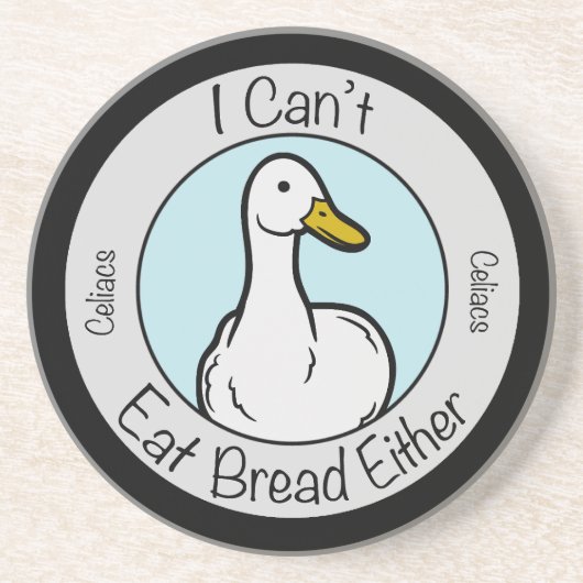 Cute Duck "Cant Eat Bread" Celiacs Disease Zandsteen Onderzetter (Voorkant)