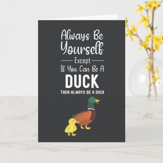 Cute Duck Cards Funny Humor Humorous Animal Birds Kaart (Gele Bloem)