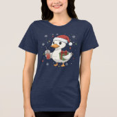 Cute Duck Christmas Drink Cozy Holiday Gift Tri-Blend Shirt (Voorkant)