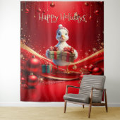 Cute Duck Christmas Holiday Backdrop Wandkleed (In situ)