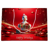 Cute Duck Christmas Holiday Gift Bag Groot Cadeauzakje (Voorkant)