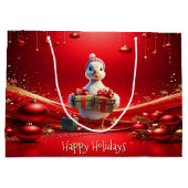Cute Duck Christmas Holiday Gift Bag Groot Cadeauzakje (Achterkant)