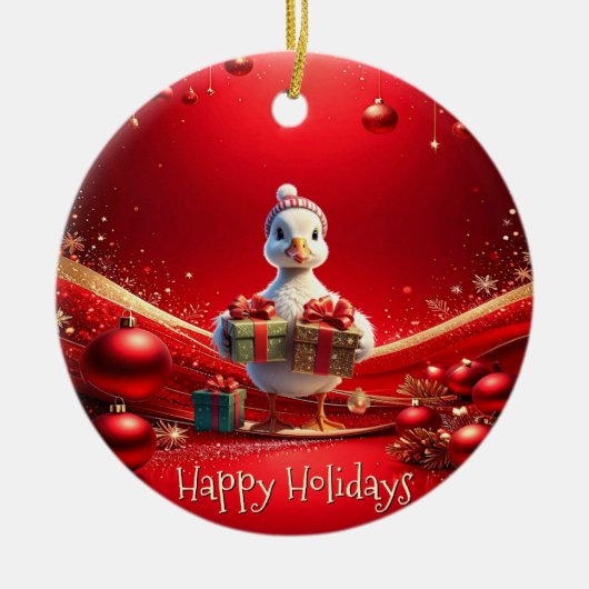 Cute Duck Christmas Holiday Ornament (Voorkant)