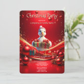 Cute Duck Christmas Holiday Party Invitation Kaart (Staand voorkant)
