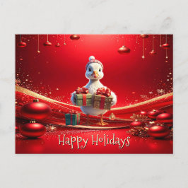 Cute Duck Christmas Holiday Postcard Briefkaart