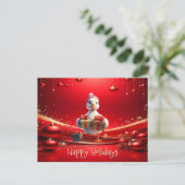 Cute Duck Christmas Holiday Postcard Briefkaart (Staand voorkant)