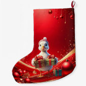 Cute Duck Christmas Holiday Stocking Grote Kerstsok (Achterkant)