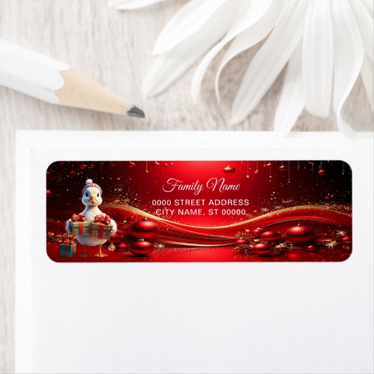 Cute Duck Christmas Return Address Label (Insitu)