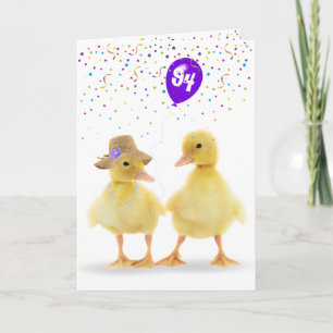 Cute Duck Couple met 94th Birthday Balloon Kaart