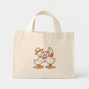 Cute Duck Couple Mini Tote Bag