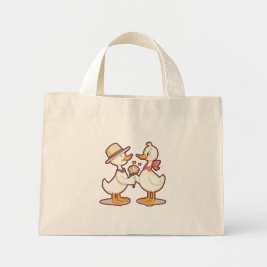 Cute Duck Couple Mini Tote Bag (Voorkant)