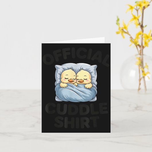 Cute Duck Couple Snuggle Cuddle  Kaart (Gele Bloem)