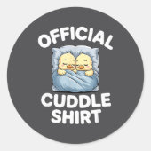 Cute Duck Couple Snuggle Cuddle Ronde Sticker (Voorkant)