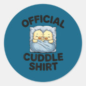Cute Duck Couple Snuggle Cuddle  Ronde Sticker (Voorkant)