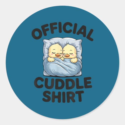 Cute Duck Couple Snuggle Cuddle Ronde Sticker (Voorkant)