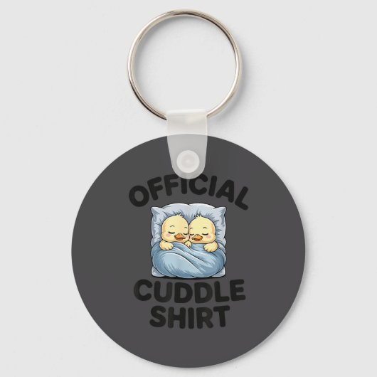 Cute Duck Couple Snuggle Cuddle Sleutelhanger (Voorkant)
