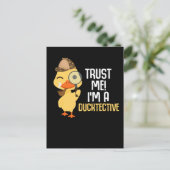 Cute Duck Detective Animal Humor Duck Lover Briefkaart (Staand voorkant)