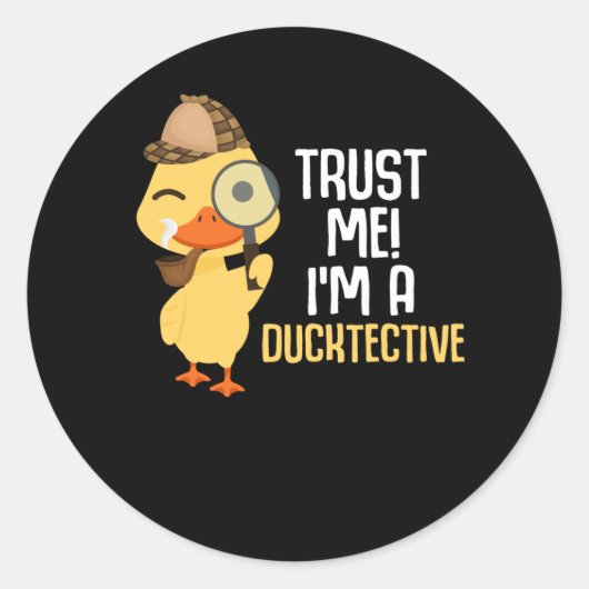 Cute Duck Detective Animal Humor Duck Lover Ronde Sticker (Voorkant)