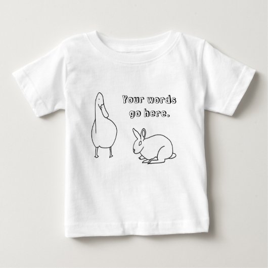 Cute Duck en Rabbit Drawing Jouw tekst tshirts (Voorkant)