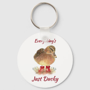 Cute Duck Fun Quote "Alles is gewoon duister" Sleutelhanger