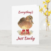 Cute Duck Fun Quote: "Alles is net duister" Kaart (Gele Bloem)