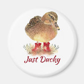 Cute Duck Fun Quote "Just Ducky" Magneet (Voorkant)