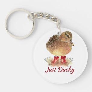 Cute Duck Fun Quote "Just Ducky"-Sleutelhanger Sleutelhanger