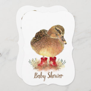 Cute Duck in Red Boots Baby shower Kaart