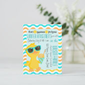 Cute Duck in Sunglass Holding een Sonw-Cone Kaart (Staand voorkant)