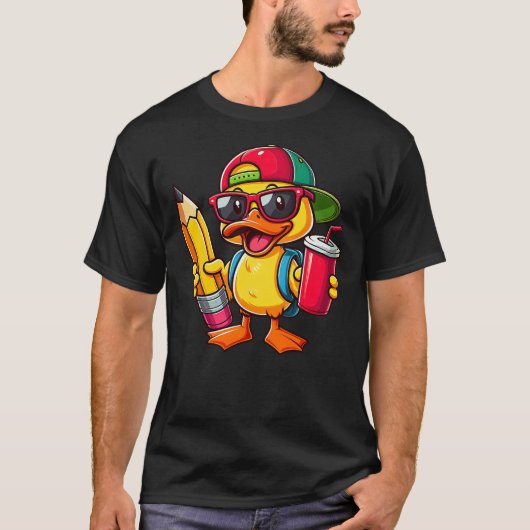 Cute Duck Lover Pencil Back to School Kids Boys Gi T-shirt (Voorkant)