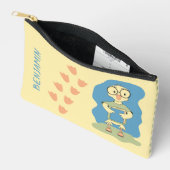 Cute Duck Nerd with Book Kid Yellow Pencil Pouch  Etui (Open)