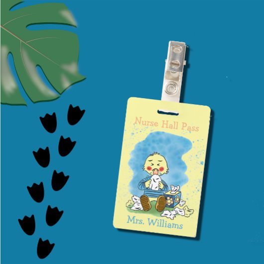 Cute Duck Nurse Yellow Hall Pass Badge