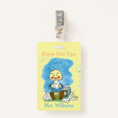 Cute Duck Nurse Yellow Hall Pass Badge (Voorkant met clip)