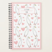 Cute Duck Pink Heart Personalize Planner (Voorkant)