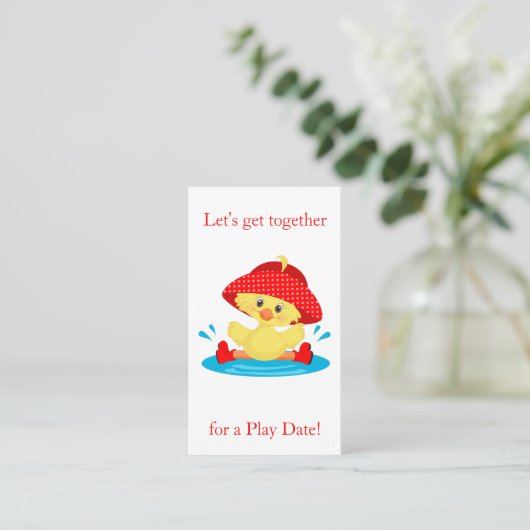 Cute Duck Playdate Contactkaartje (Staand voorkant)