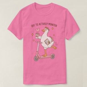 Cute Duck Professional op Scooter Dagelijkse Plann T-shirt