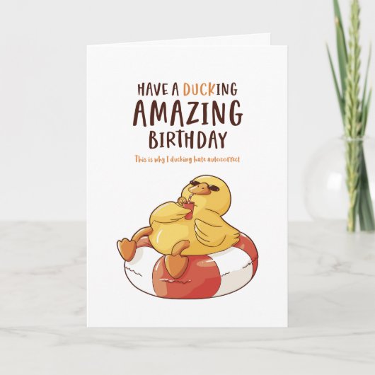 Cute Duck Pun Ducking Amazing Funny Birthday Kaart (Voorkant)
