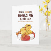 Cute Duck Pun Ducking Amazing Funny Birthday Kaart (Gele Bloem)