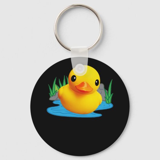 Cute Duck Rubber die 3D-effect vermindert Sleutelhanger (Voorkant)