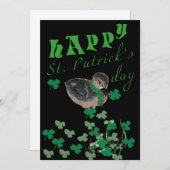 Cute Duck Shamrock Clover Happy St Patrick's Day Feestdagenkaart (Voorkant / Achterkant)