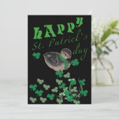 Cute Duck Shamrock Clover Happy St Patrick's Day Feestdagenkaart (Staand voorkant)