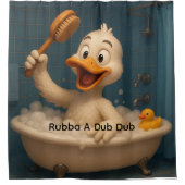 Cute Duck Shower Curtain – Editable Text, 71"x71" Douchegordijn (Voorkant)