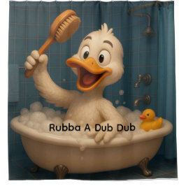 Cute Duck Shower Curtain – Editable Text, 71"x71" Douchegordijn