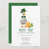 Cute Duck St. Patrick's Day Party Invitation Kaart (Voorkant / Achterkant)