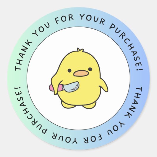 Cute Duck Thank You Sticker (Voorkant)