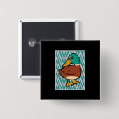 Cute Duck Vierkante Button 5,1 Cm (Voorkant /achterkant)